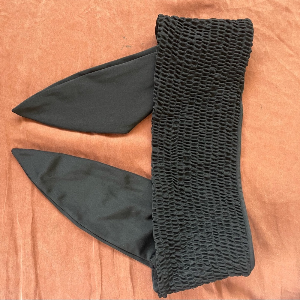 Black Textured Bikini Top with Unique Design